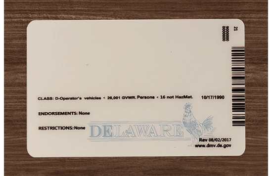 Delaware Fake IDs Delaware Fake id front side