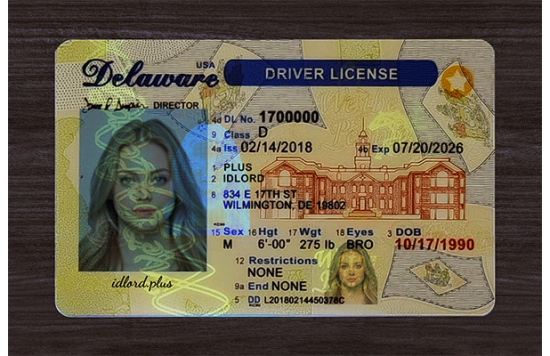 Delaware Fake IDs Delaware Fake id front side