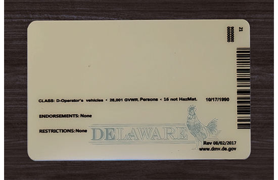 Delaware Fake IDs Delaware Fake id front side