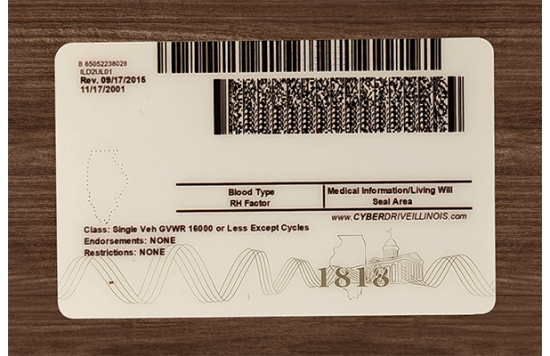 Illinois Fake IDs Illinois Fake id front side