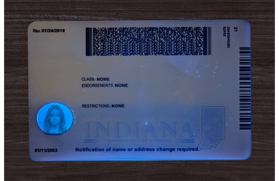 Indiana Fake IDs Indiana Fake id front side