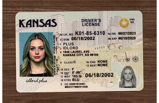 Kansas Fake IDs Kansas Fake id front side