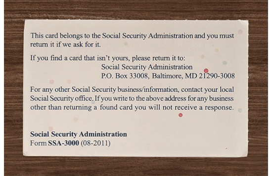 SSN Card SSN Fake id front side