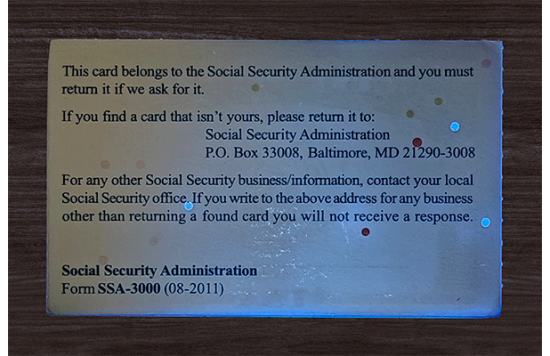 SSN Card SSN Fake id front side